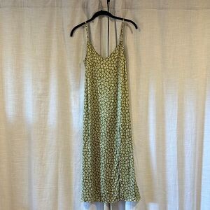 Reformation Floral Green Silk Dress